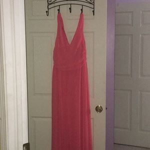 Coral, floor length, formal gown. Never worn.